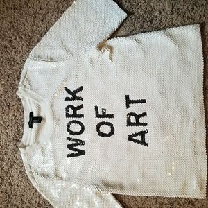Forever 21 White knit sequins top "Work of Art"